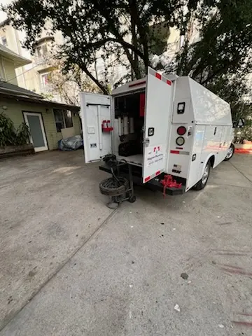Magnet Plumbing service vehicle on-site for Sewer Line Repair in Silver Lake